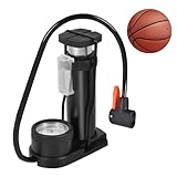 Fahrrad-Luftpumpe: Tragbare Bodenpumpe mit Manometer, Reifenfüller aus Aluminiumlegierung, Fußluftpumpe für Reifen für Fahrräder, Motorräder