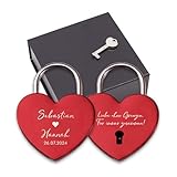 LAUBLUST Liebesschloss mit Gravur und Schlüssel inkl. Geschenkbox - Im Herzen Verbunden - Personalisiertes Geschenk für Paare | Schloss für Brautpaare & Verliebte | Geschenk zur Hochzeit & Verlobung