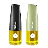 YARRAMATE Auto Flip Olivenöl-Spenderflasche für die Küche, 500 ml, schöne Speiseglas-Öl- und Essig-Menage mit Ausgießer, Ölbehälter, Sojasaucenspender (grün und schwarz)