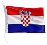 FLAGLY Premium Bootsfahne Kroatien 20 x 30 cm - 115g/m² Stoffgewicht - gedruckt, robust mit Strick & Schlaufe, Bootszubehör Motorboot (20 x 30 cm - Kroatien)