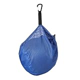 lasuroa Einzelne Balltasche mit Reißverschlusstasche, 25 x 30cm Ball Netztasche Kordelzug Sling-Back-Tasche mit Schnallenclip zum Tragen von Basketball Fußball Volleyball Rugby (Blau)