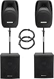Pronomic 218S-212A Aktive PA-Anlage - aktives PA-Set mit 2X 18-Subwoofer und 2X 12-Satelliten - 900 Watt Gesamtleistung (RMS) - inklusive Distanzrohre und 2,5m-Kabeln