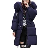 mantel Wintermantel Winterjacke Lang Puffer Jacke Warm Gefüttert Winterparka Winter Mantel Parka Steppmantel Reißverschluss Daunenmantel mit Kapuze übergangsjacke damen herbst