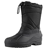 Knixmax Herren Winterstiefel Warme Gefüttert Winterschuhe Schneestiefel Wasserdicht Rutschfest Sohlen Leichte Outdoor Winter Stiefel Schwarz 41EU