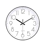 jomparis 20cm Modern Quartz Lautlos Wanduhr Schleichende Sekunde ohne Ticken Analoge Wanduhr Dekor für Wohnzimmer, Kinderzimmer,Küche,Büro (Schwarz)