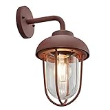 Trio Leuchten Außen Wandleuchte Duero 202760124, Aluminium Druckguss rostfarbig, Glas klar, exkl. 1x E27