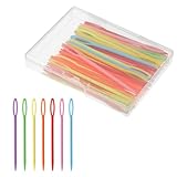 JJUNW 50 Stück Kunststoff Nähnadeln, Bunt Plastic Sewing Needles mit Großem öhr Kunststoff-Garnnadeln zum Stricken Häkeln, Kunststoff Sticknadeln Webnadeln für DIY-Nähen Handgefertigtes(7 cm)