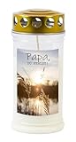 JEKA TLB Grabkerze 'Papa' - Wind- & Wetterfest, 100% Pflanzenöl, Motiv 'Papa Du fehlst', Unparfümiert