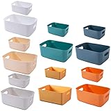 NCRGB 14 Stück Kunststoff Aufbewahrungsboxen,Mehrere Farben Organisation Aufbewahrungskörbe für Küche,Schrank,Büro,Bad,Spielzeug,Home Tidy Open Storage Bins mit Griffen