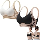Bienll BH Damen Bustier Ohne Bügel Komfort BH Für Alltag Sport Weich Atmungsaktiv Nahtlos Stützender Freizeit Büstenhalter (DE/NL/SE/PL, Alphanumerisch, XXL, Regular, Regular, Weiß+Schwarz)