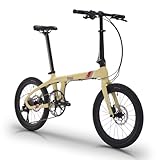 Sava Z1 Faltrad Carbon 20 Zoll, Ultraleichtes Fashion-Klapprad mit Carbonrahmen & 9-Gang mit SORA R3000 Für Damen und Herren, Milchkaffee