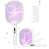 WOCVRYY Elektrische Fliegenklatsche Extra Stark 4000V 1800MAH 3 in 1 Akku Aufladbar Elektro Mückenklatsche mit Type C Wiederaufladbarer LED-Licht Fly Fliegen Killer Zusammenklappbar für Indoor Gärten