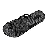 SUPTTING Herren Sandalen Seilgeflecht Überkreuzte Riemen Slip-On Flacher Absatz Anti-Rutsch Sohle Freizeitschuhe Strandschuhe Gehschuhe Schuhe Schuhe Outdoor Aktivitäten Leichte
