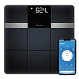 Beurer BF 450 Personenwaage mit App-Anbindung via Bluetooth, Körperfettwaage digital mit 17 Messwerten inkl. Körperfett, Muskelmasse, BMI, mattierte Fliesenstruktur, 8 Benutzerspeicher, 180 kg