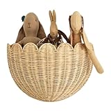 Hängende Weidenkörbe - Gewellter Wandkorb | Jakobsmuschel Wandkorb | Hängende Gewebte Weidenkörbe | Natürliche Rattan Körbe | Hand Scalloped Wicker Wand Korb | Wandaufbewahrungs Organizer
