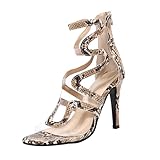 Weite Passform, Schuhe für Damen, Schlangenabsatz, Reißverschluss, transparenter Riemen, römische Sandalen, Damenabsätze, weiß, 39.5 EU