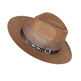 HOOLRZI Faltbarer Eimerhut Aus Strohgeflecht Mit Atmungsaktivem Design Und Gürtel Für Familienaktivitäten Freien Party Strohhut Freien