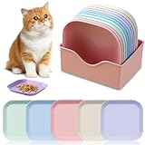 10 Stück Katzennapf,Katzenschüssel,Katzennapf Flach,Fressnapf Katze Futternapf,Runden Katzenteller,Fressnapf Katze,Bunt Katzenfutter Napfset,Cat Plate für Kätzchen und kurzbeinige Katzen