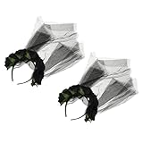TOGEVAL 2 Stück Schwarzes Halloween Haarreif mit Schwarzem Spitzen schleier und Rosenblüten Vielseitiges Gothic Festival Headband für Tag der Toten Karneval Braut Kostümpartys