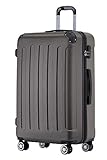 BEIBYE Hartschalen-Koffer Trolley Rollkoffer Reisekoffer Sicherheit Zahlenschloß Zwillingsrolle ABS Material Handgepäck 4 Rollen (M-L-XL-Set) (Coffee, L)