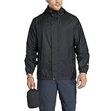 33,000ft Regenjacke Herren Leicht Wasserdicht Faltbare Regenmantel mit Kapuze Fahrrad Rain Windbreaker Windjacke Camping Outdoor schwarz L