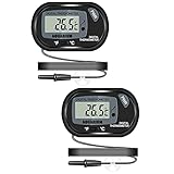 Thlevel 2 Stück Aquarium Thermometer LCD Digitalanzeige mit Saugnapf und Sonde für Reptilien, Inkubator, Aquarium, Gewächshaus