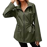 ​​Regenponcho Damen Steppjacke Sportjacke Atmungsaktiv, Outdoor-Jacken mit Wasserdicht Funktion, Übergangsjacken für Frühling Wasserdicht Atmungsaktiv Softshelljacke (Green, L)