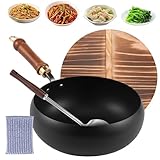 Kochtopf aus Gusseisen, antihaftbeschichtet, Pfanne mit Holzgriff für elektrische Induktion, Küche, Haus, Camping, Fleisch, Gemüse