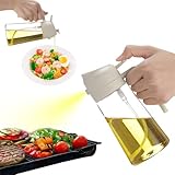 2 in 1 Ölspender und Ölsprüher, Küchenhelfer, Olivenöl Spenderflasche mit Tropffreiem Auslauf, Sprühflasche für Salate Fritteuse Braten Grillen Weiß 470ML