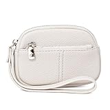 Schlüsselanhänger, Geldbörse, PU-Leder, Kreditkartenhalter, kleine Reißverschlüsse, Münzgeldbörse, Kleingeldbeutel mit Handgelenkschlaufen, Kreditkartenetui für Damen, weiß, Mass Beauty