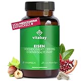 Vitabay Eisen Hochdosiert 319 mg - 120 VEGANE Eisen Kapseln - Eisenbisglycinat Eisentabletten Hochdosiert Eisenpräparate - Iron Supplement für Sauerstofftransport, Energiestoffwechsel & Immunsystem