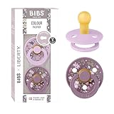 BIBS Colour Liberty Schnuller 2er-Pack, BPA-frei, Kirschform Nippel. Naturkautschuk/Latex, Hergestellt in Dänemark, Größe 1 (0-6 Monate), Chamomile Lawn Violet Sky