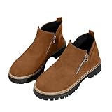 Stiefeletten für Damen, seitlicher Reißverschluss, bequeme Wanderstiefel, dicke Unterseite, runde Zehenpartie, Damenschuhe, einfacheres An- und Ausziehen, warmer Winterstiefel, rutschfeste Sohle