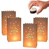 YGCHEN Lichttüten Papierlaternen Kerzentüten Kerze Taschen Weiß Candle Bags für Hochzeiten Geburtstage Weihnachten Dekorationen Weihnachtsbaum Design (20 Stück)