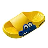 Supergut Hausschuhe atmungsaktive rutschfeste weiche dicke Unterseite Rutschen Hausschuhe niedliche Gartenschuhe Tier Pantoffeln Kinder (Yellow, 25 Toddler)