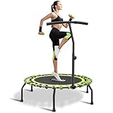 Gielmiy Fitness-Trampolin Ø ca 101cm,mit verstellbarem Lenker Fitness Rebounder für Indoor-Fitness, Bungee-Seil-Design-System, Die Beste Wahl für Aerobic-Training, Nutzergewicht bis 150kg