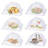 Lauon Fliegenhaube, 6er Set Abdeckhaube für Essen, Weiße Nylonhüllen, 17'x17' Pop-up Regenschirm-Netzzelt, Insektenschutz für Outdoor,Camping,Picknick,BBQ, zusammenklappbar und wiederverwendbar