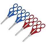 4 pcs Therapeutenschere,Kinder-Lernschere,Helferschere mit Doppelgriff,Therapeutenschere mit Doppelgriff,Für Schulspiele und Outdoor-Aktivitäten,emeinsame DIY,Blau,Rot