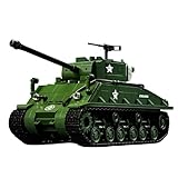 PlayExquizen Panzer Bausteine Bausatz, 1682 Teile USA Militär M4 Sherman Panzer Modell, Klemmbausteine Hauptkampfpanzer Modellbausatz Konstruktion Bauset für Kinder Erwachsene