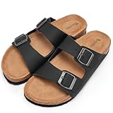 Torotto Damen Pantoletten Sandalen Leder Erwachsene Clogs Hausschuhe Arbeitsschuhe Bequeme Classic(Schwarz,38 EU)