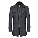 LCpddajlspig Zweiteiliger Wintermantel Herren, Dufflecoat Herren Cabanjacke Mantel Wintermantel Winter Coat Slim Fit Trenchcoat Wollmantel Mantel Winter Warm Lodenmantel Kurzmantel