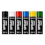 Sprayfarben-Set 6 Farben je 200 ml. Schnelltrocknende Sprühfarben für Holz, Stein, Wand, Metall, Glas. Ideal für Reparaturen, Graffiti usw. Glänzend, Spraydose, Hochglanz, Sprühlack