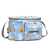 Yunnaty GroßE KapazitäT Kinderwagen Organizer Tasche Wickeltasche Haken Kinderwagen Pflege Lagerung Kinderwagen Tasche-Hellblau