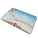 shirlyhome Niedliche Schmutzmatte Treppe Zirkus Regenbogen und bunte Luftballons Motiv Freiheit Reise Cloudscape Festival 38cm x 61cm Mehrfarbig