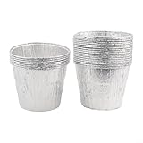 Niceminiwall Fetteimer-Auskleidung, 25 Stück, Aluminium-Fetteimer, Grill-Tropfschale, oberer Durchmesser ist 12,4 cm, die Höhe beträgt 10,4 cm