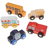 NUSITOU 5 Teiliges Set Holzfahrzeug Für Mini Feuerwehr Polizeiwagen Und Landschaftsmodelle Tragbare Spielzeuge Für Kleinkinder Geschenkideen Für Jungen Und ädchen