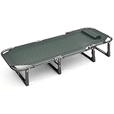 Robustes, Flach Liegendes Liegebett mit Kissen, Chaiselongue-Sessel, Klappbett, Camping Matratze, Klappliege, 4-Fach Verstellbares Rollbett mit Matratze für Terrasse Und Strand