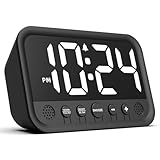 Jisile Wecker Digital mit Großen Zahlen, Digitaler Wecker mit LED Display, Regelbarer Helligkeit und Lautstärke, Snooze, 12/24HR, Digital Uhr Netzbetrieben