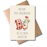 Lustige Geburtstagskarte mit Umschlag - 'Speck-Takulären und Egg-Zellenten Geburtstag' Witzige Glückwunschkarte zum Geburtstag Wortspiel Karte (DIN A6)