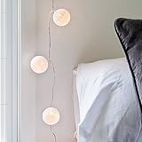Lights4fun 10er LED Lichterkette Ball weiß Cotton Ball Lichterkette Batterie Innen Lichterkette Kugeln